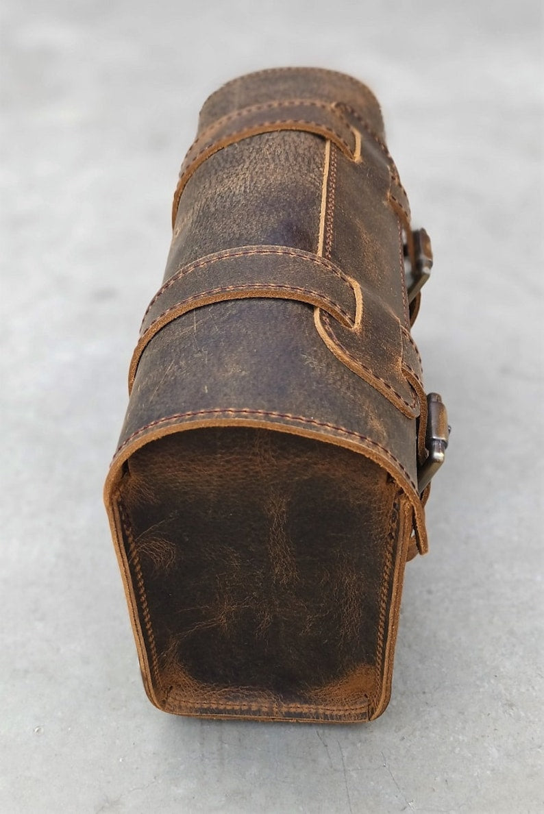 M RUFOUS Vintage Brown Leather Motorcycle Saddle Bags – Handmade Genuine Leather Side Bags