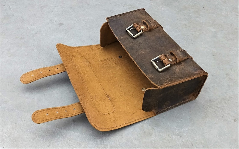 M RUFOUS Vintage Brown Leather Motorcycle Saddle Bags – Handmade Genuine Leather Side Bags