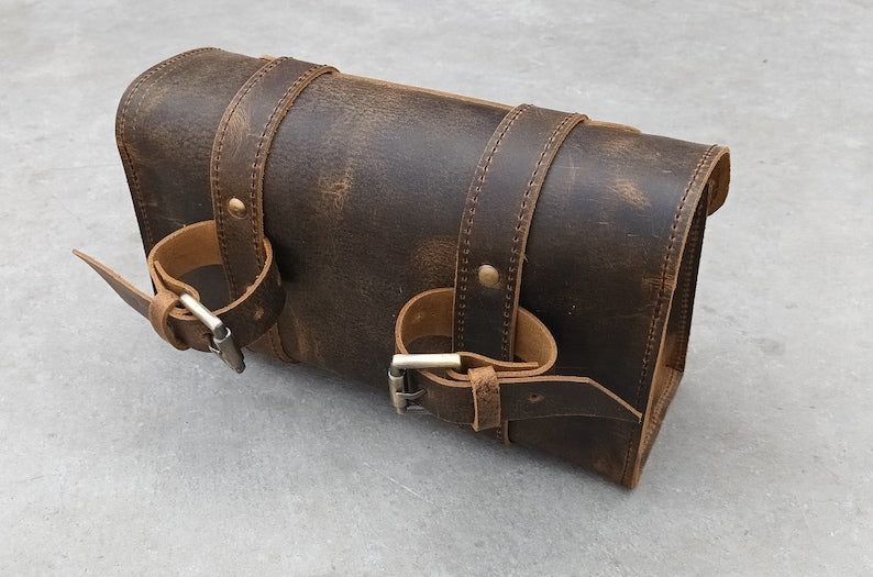 M RUFOUS Vintage Brown Leather Motorcycle Saddle Bags – Handmade Genuine Leather Side Bags