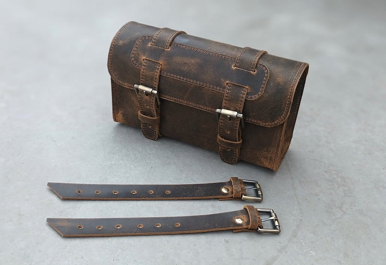 M RUFOUS Vintage Brown Leather Motorcycle Saddle Bags – Handmade Genuine Leather Side Bags