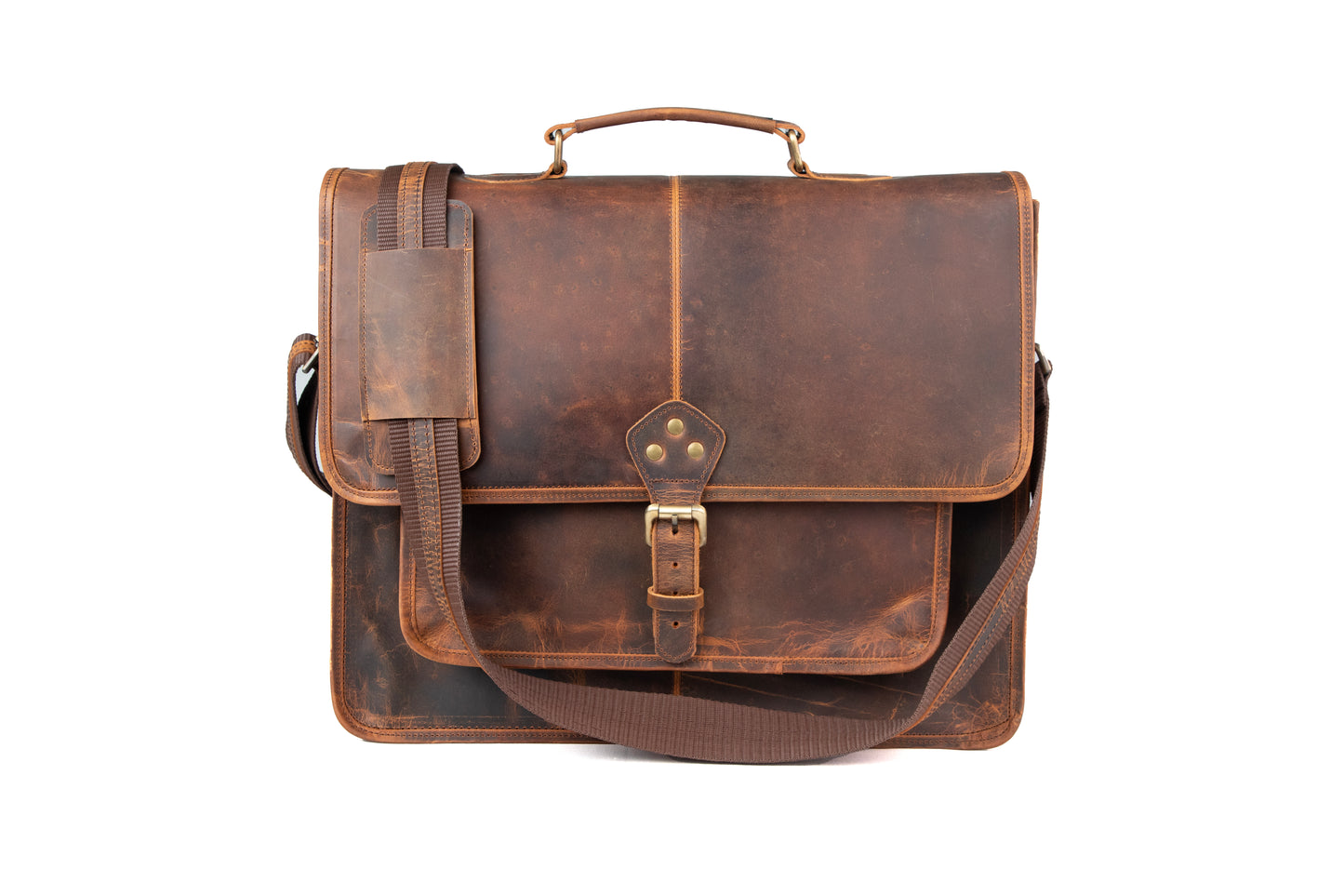 Classic Leather Laptop Messenger Bag – Vintage Style Briefcase for Men & Women