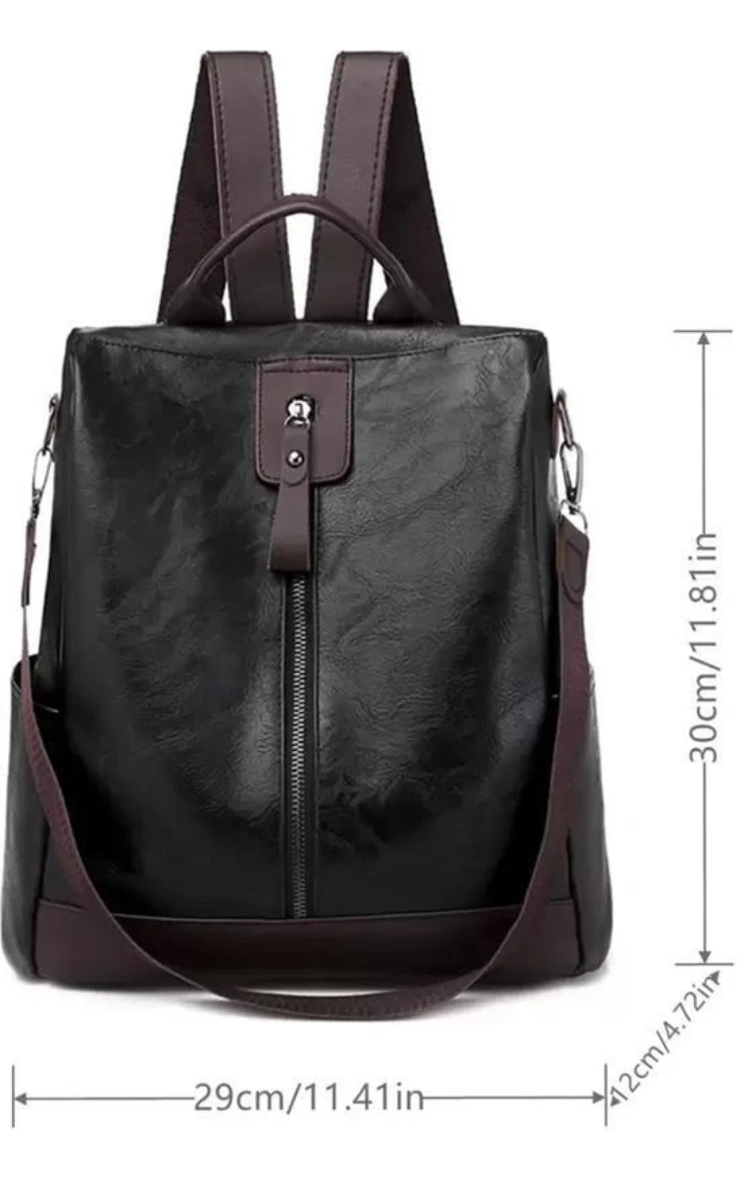 M RUFOUS Small laptop backpack black vegan leather Casual backpack