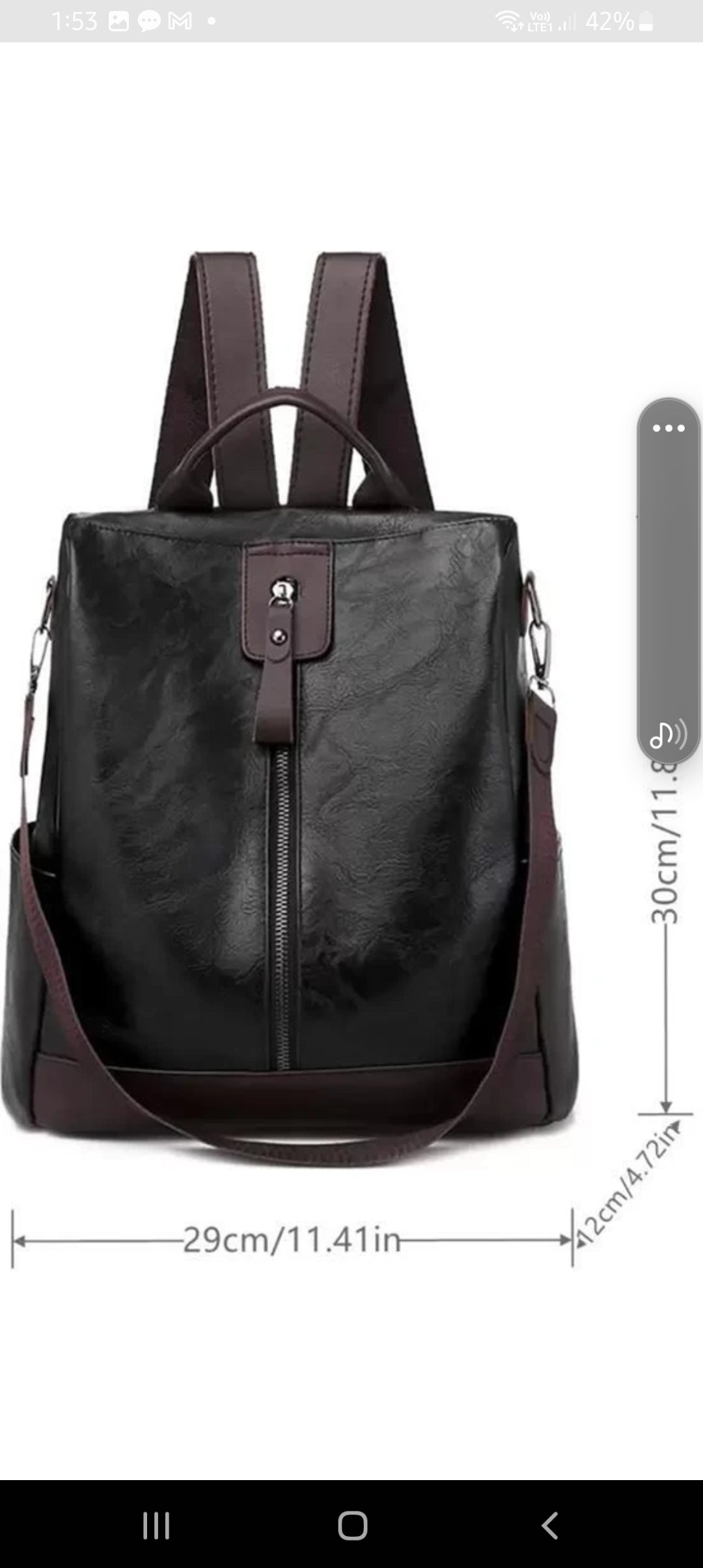 M RUFOUS Small laptop backpack black vegan leather Casual backpack