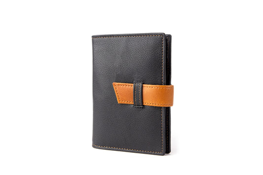 M RUFOUS Black Leather Unisex Passport Holder – Slim Travel Wallet